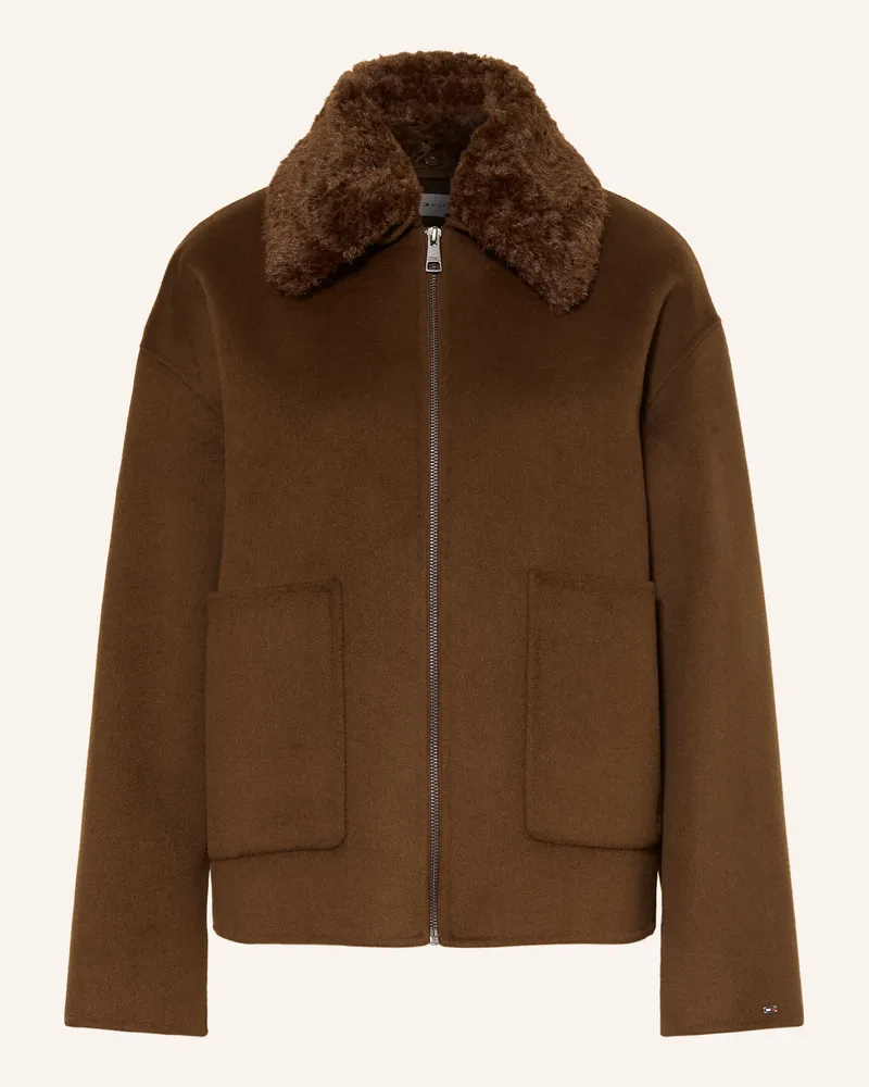 Tommy Hilfiger Kastenjacke Mit Abnehmbarem Kunstfell-Kragen braun Braun