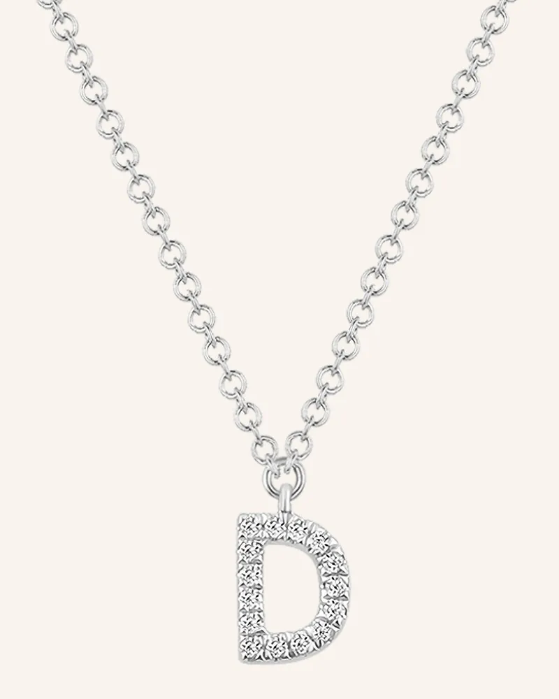 Leaf INITIALIEN Halskette „D“ aus 14 Karat Weißgold mit Diamanten Weissgold