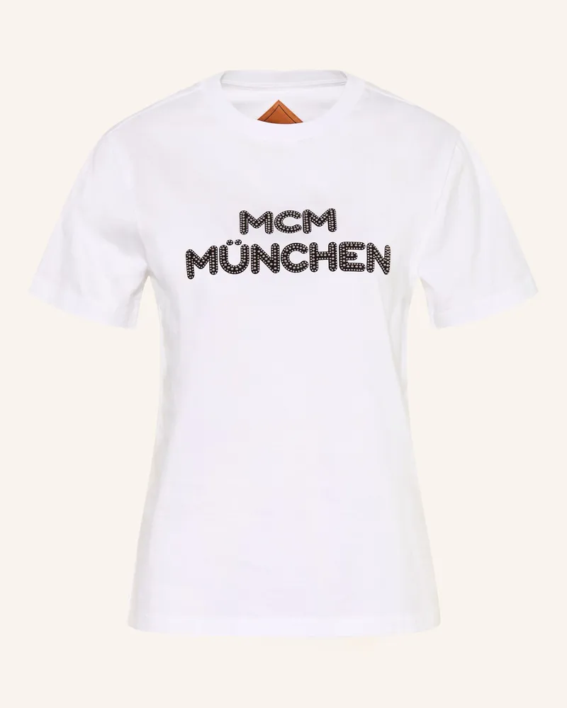 MCM T-Shirt Mit Nieten weiss Weiss