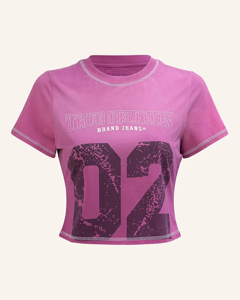 True Religion T-Shirt Cropped pink Fuchsia