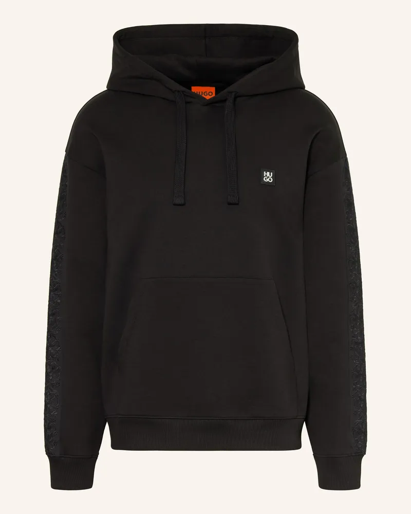 HUGO BOSS Hoodie DROS mit Galonstreifen Schwarz