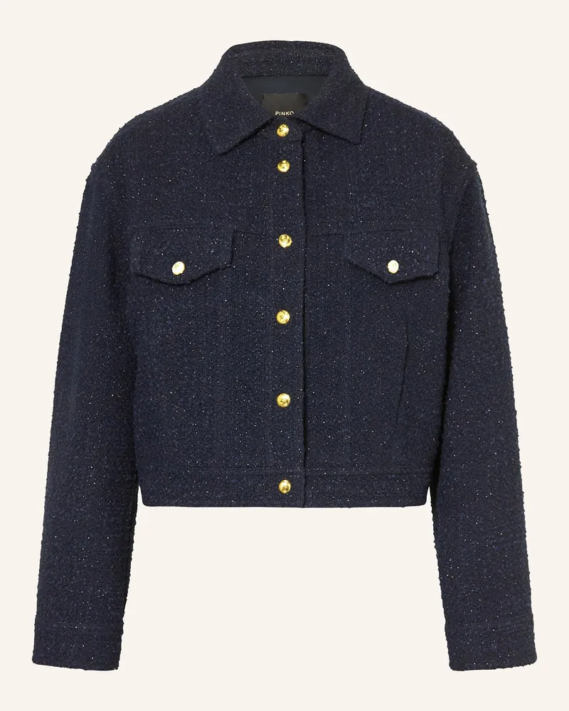 Pinko Kastenjacke aus Bouclé mit Glitzergarn Dunkelblau