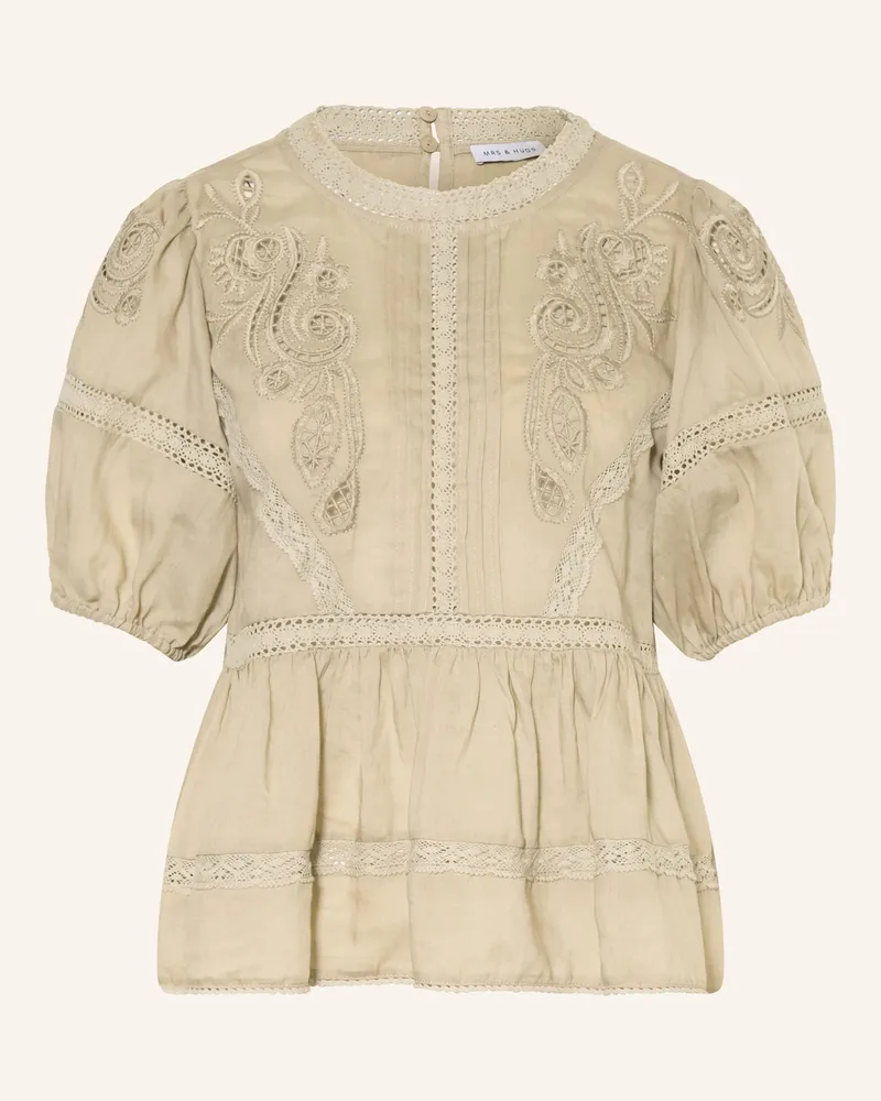 Mrs & HUGS Blusenshirt Aus Lochspitze gruen Oliv