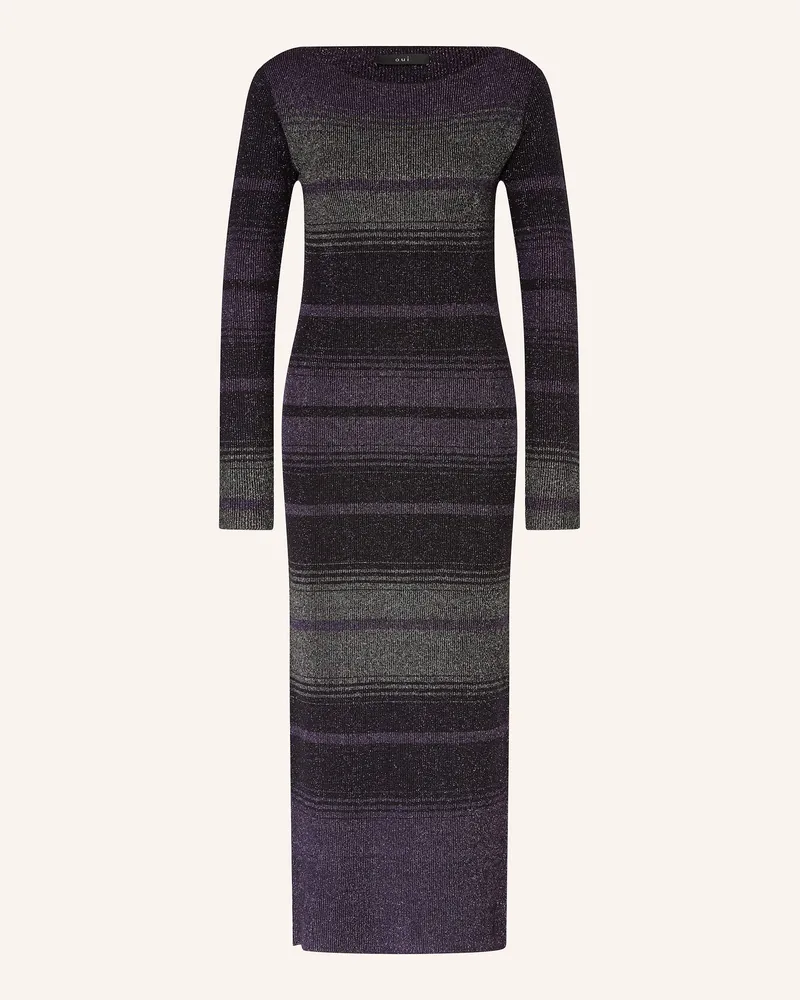 Oui  Strickkleid mit Glitzergarn Schwarz