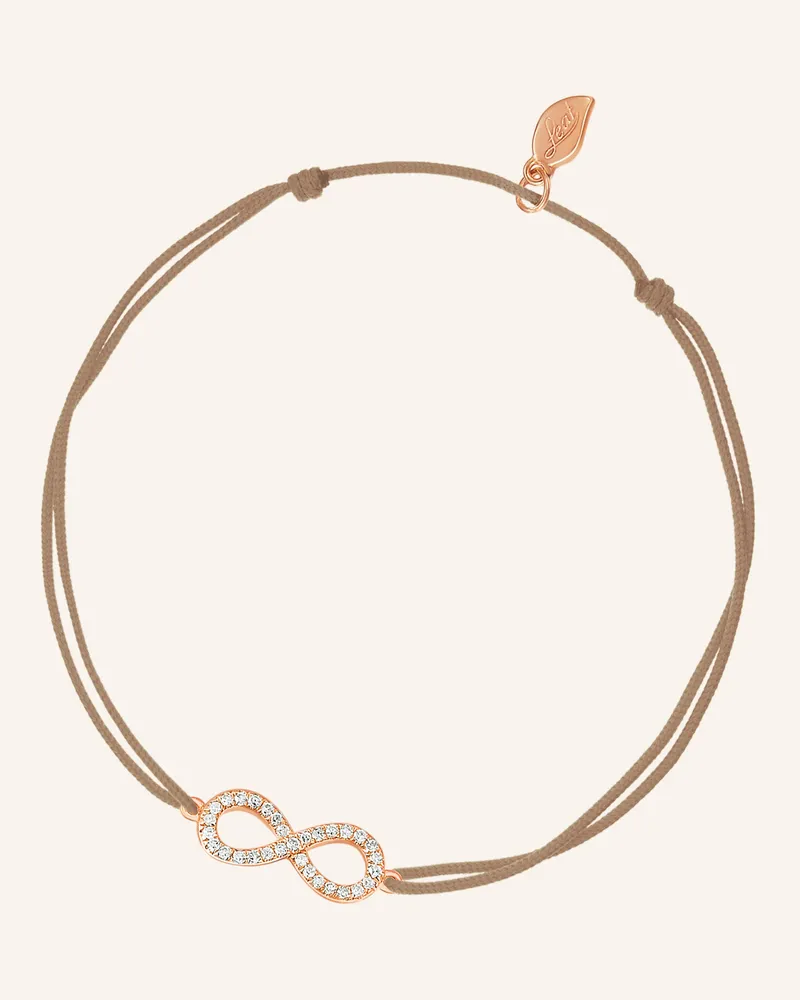 Leaf Freundschaftsarmband INFINITY aus 18 Karat Roségold mit Diamanten Beige