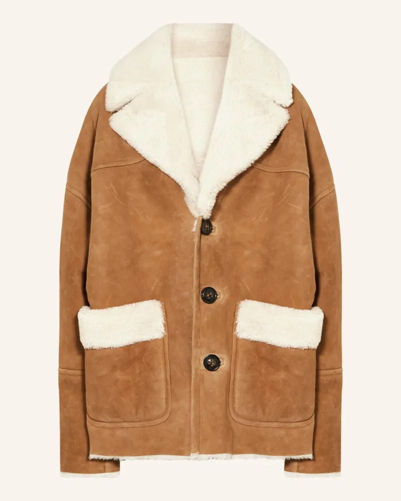 Dsquared2 Lederjacke mit Lammfell Cognac