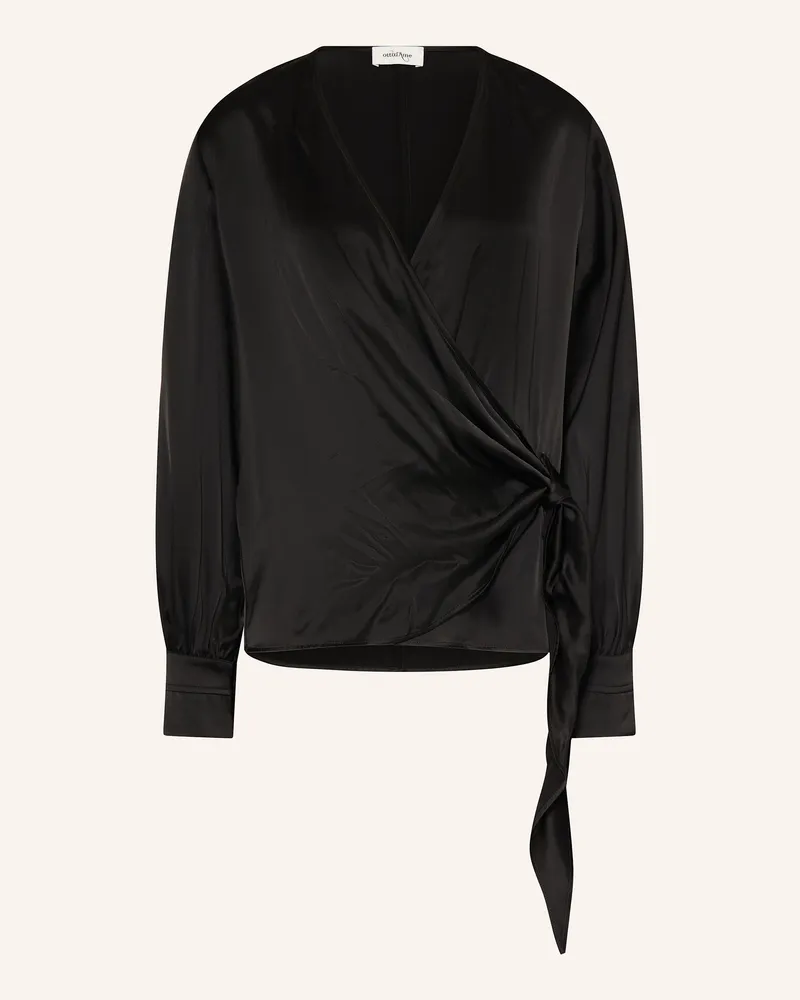 ottod’Ame Wickelbluse aus Satin Schwarz