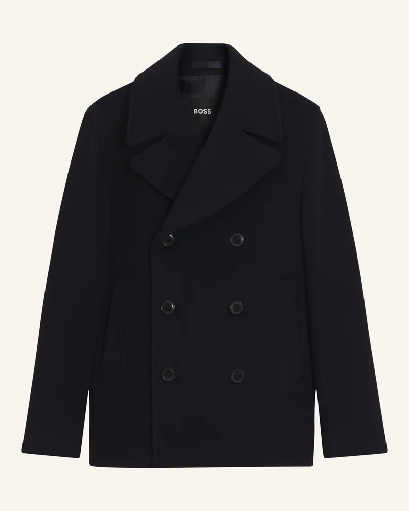 HUGO BOSS Mantel H-Hyde-Peacoat-264 Slim Fit blau Dunkelblau