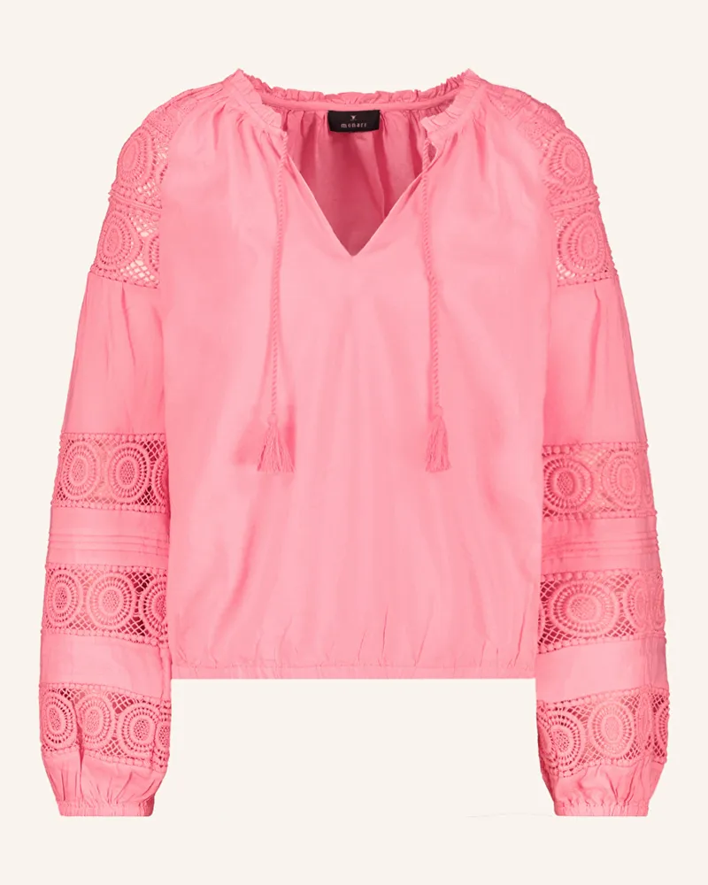 monari Bluse mit Lochspitze und Rüschen Neonrosa