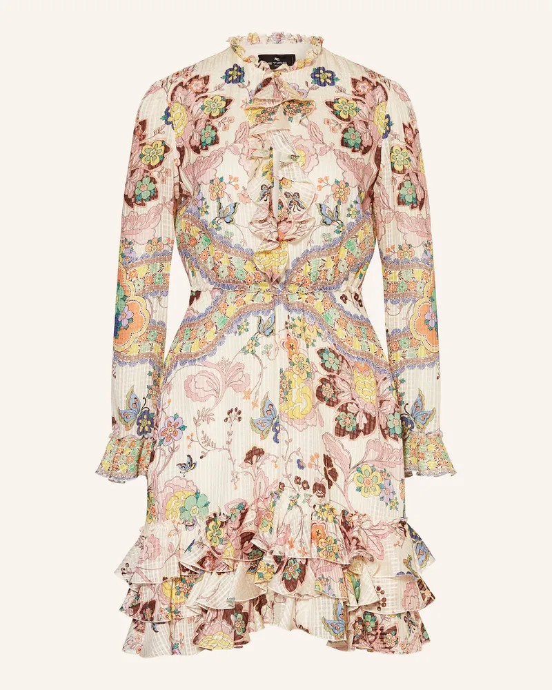 Etro Seidenkleid mit Rüschen Creme