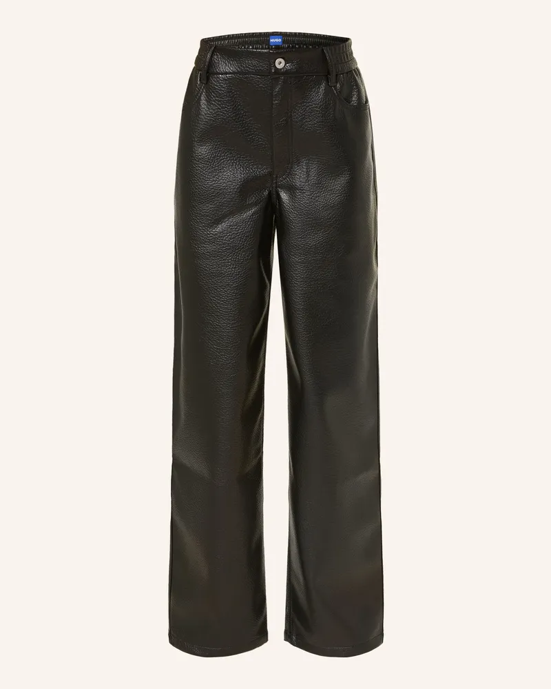 HUGO BOSS Hose In Lederoptik schwarz Schwarz