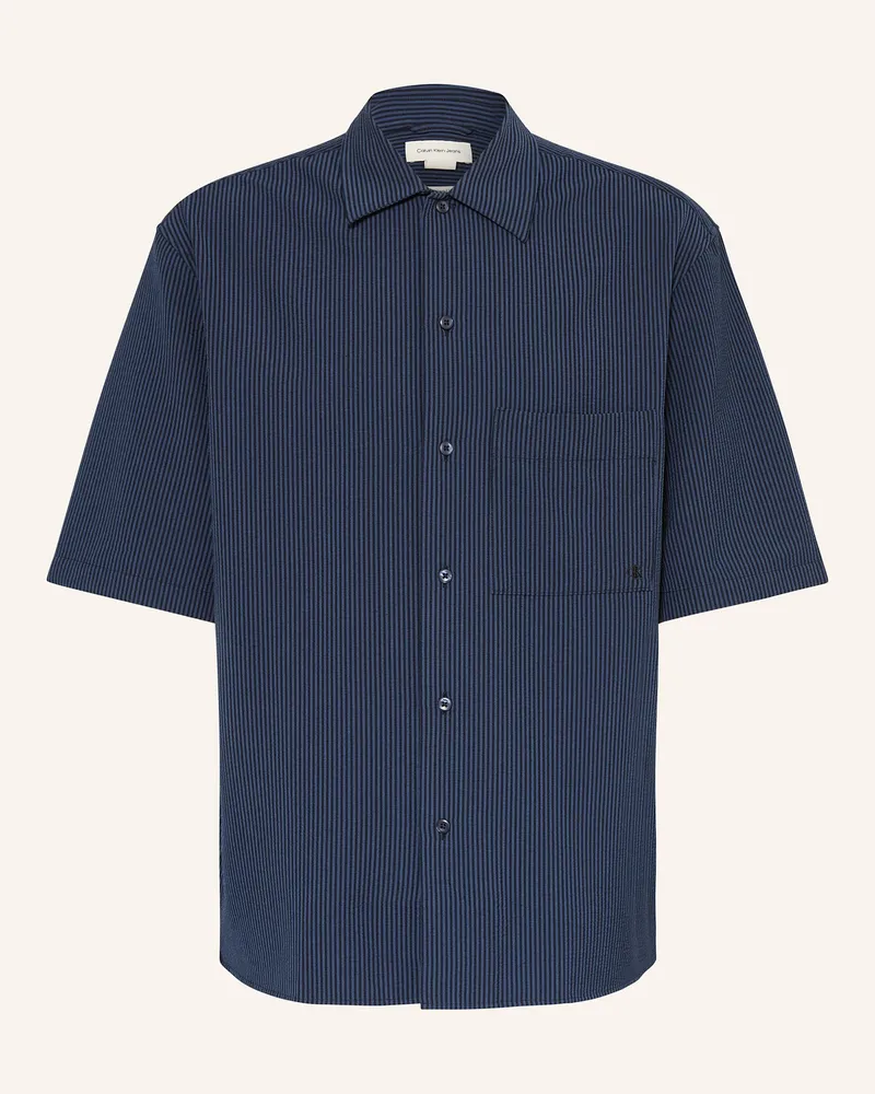 Calvin Klein Kurzarm-Hemd Relaxed Fit Dunkelblau