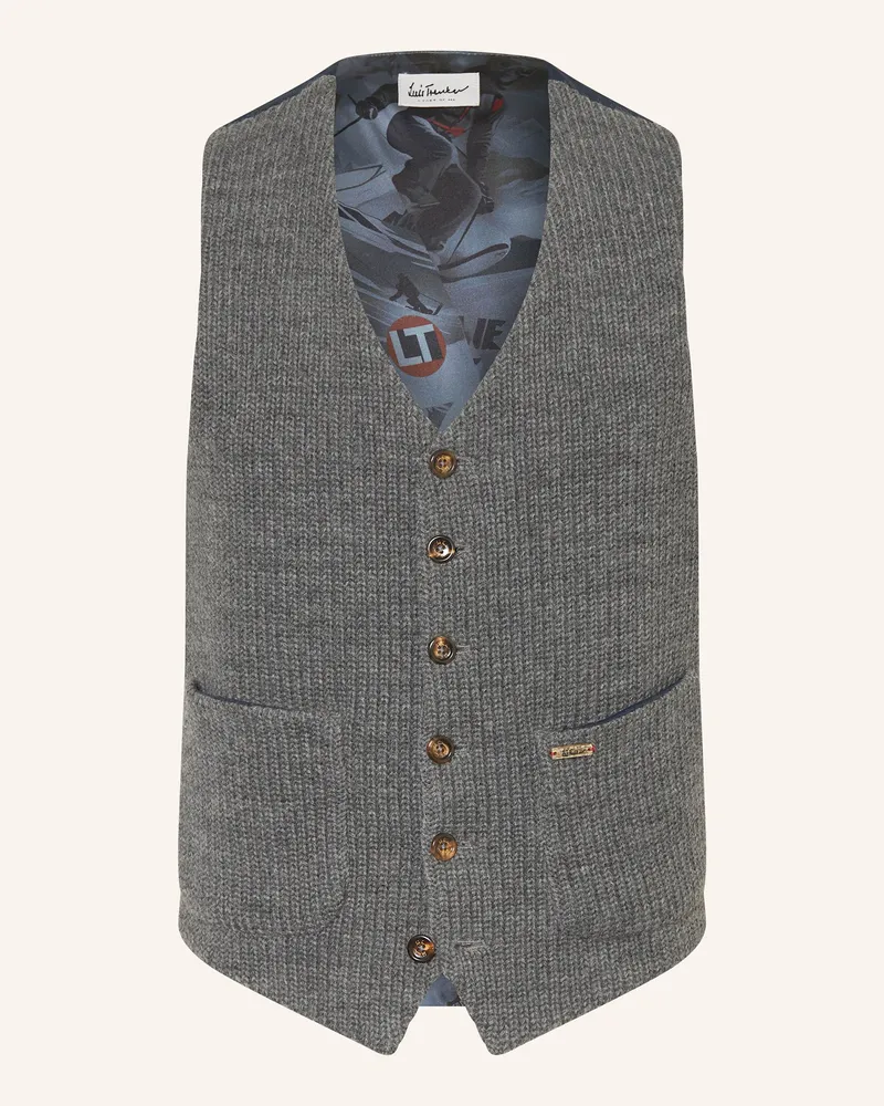 Luis Trenker Weste Im Materialmix grau Grau