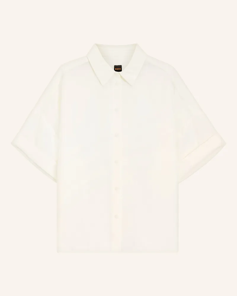HUGO BOSS Hemdbluse BISENAS mit Leinen Creme