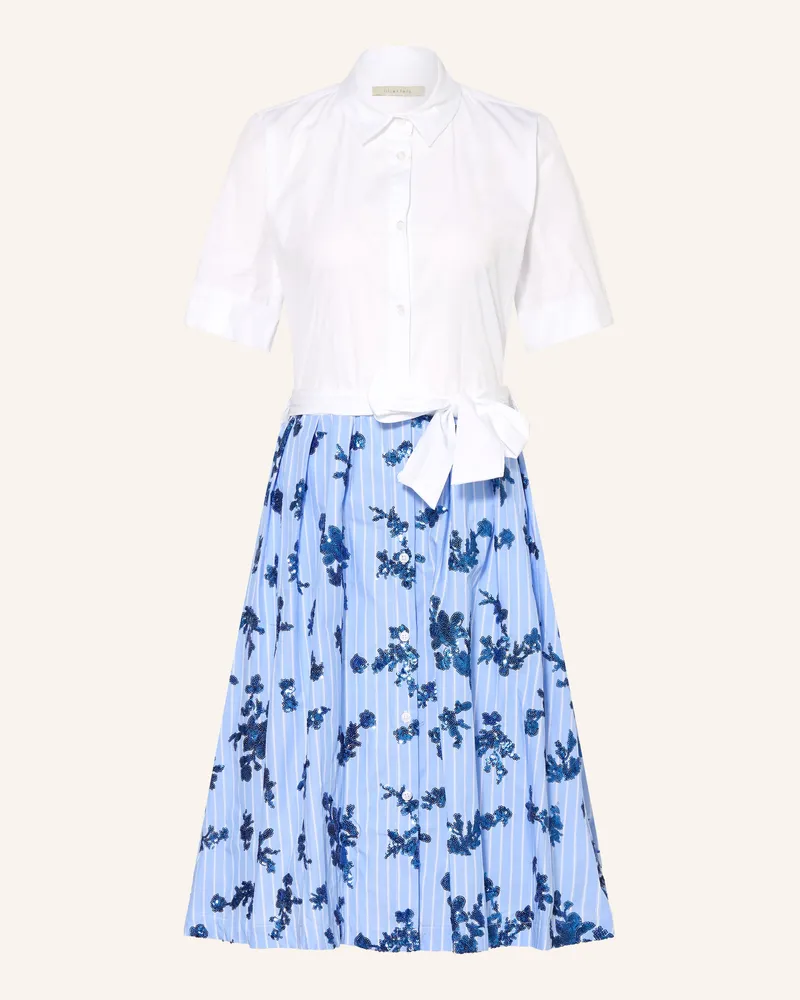 lilienfels Hemdblusenkleid mit Pailletten Hellblau