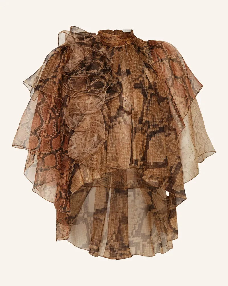 Zimmermann Schluppenbluse Aus Seide Mit Volants braun Braun