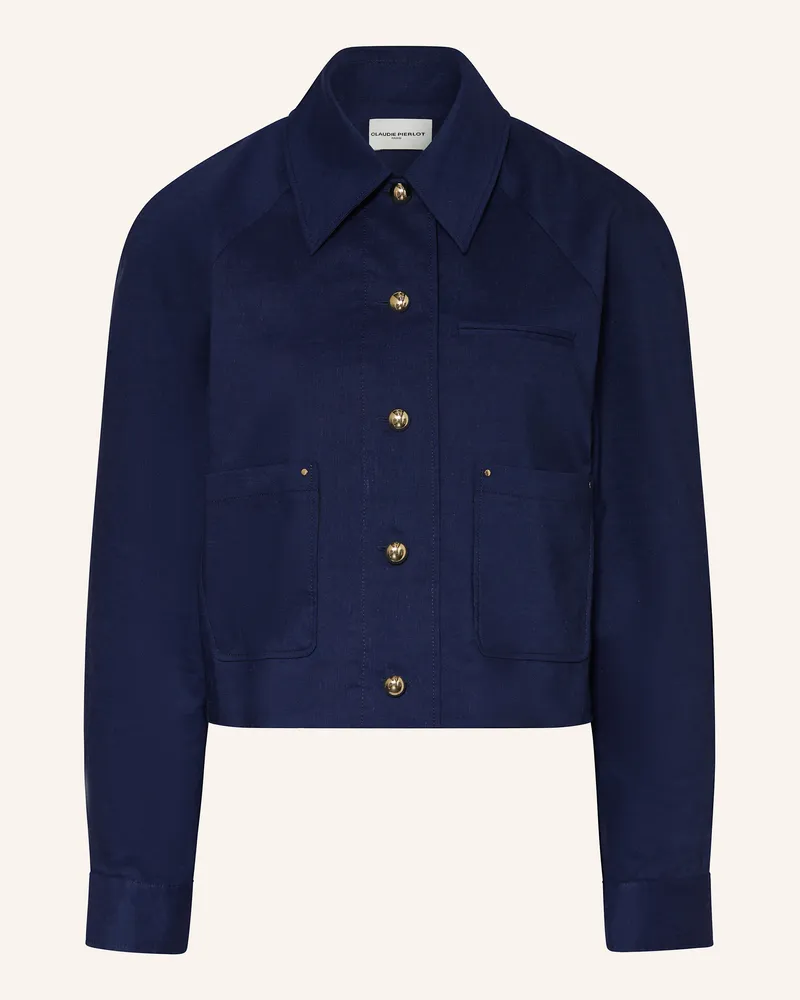 Claudie Pierlot Kastenjacke mit Leinen Dunkelblau