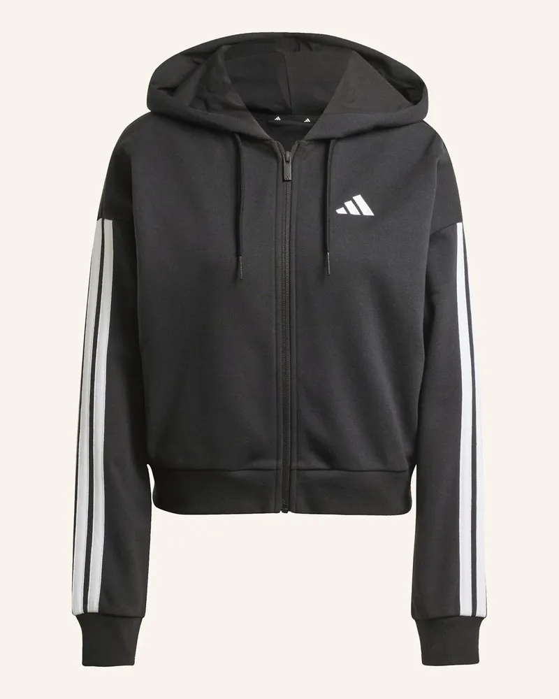adidas ESSENTIALS 3-STREIFEN FRENCH TERRY KAPUZENJACKE Schwarz