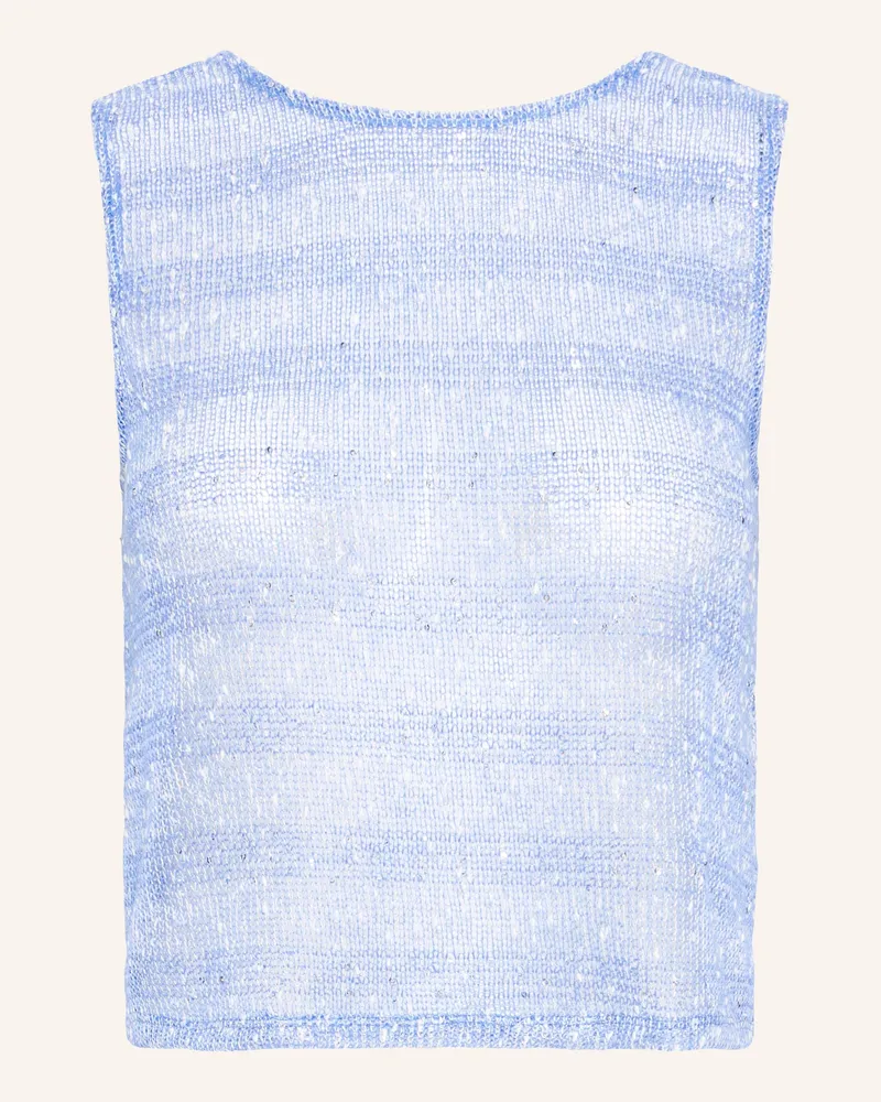 ICHI Stricktop Ihpiloua Mit Pailletten blau Hellblau