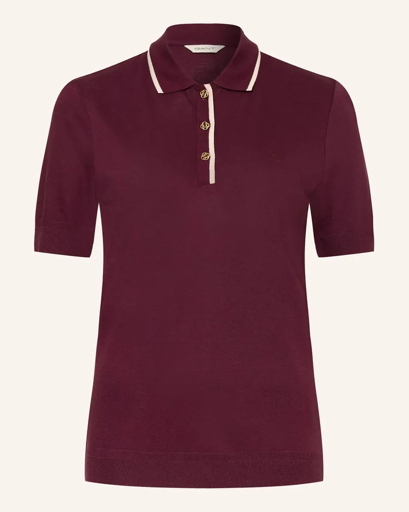 Gant Strick-Poloshirt rot Dunkellila