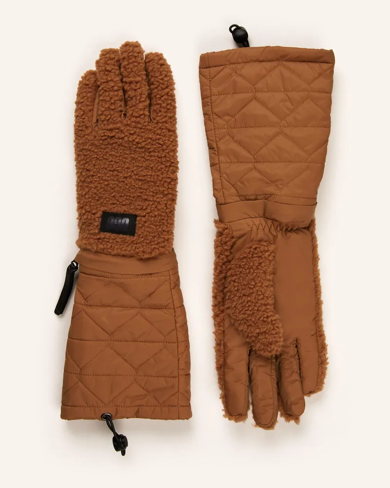 UGG Handschuhe im Materialmix Camel