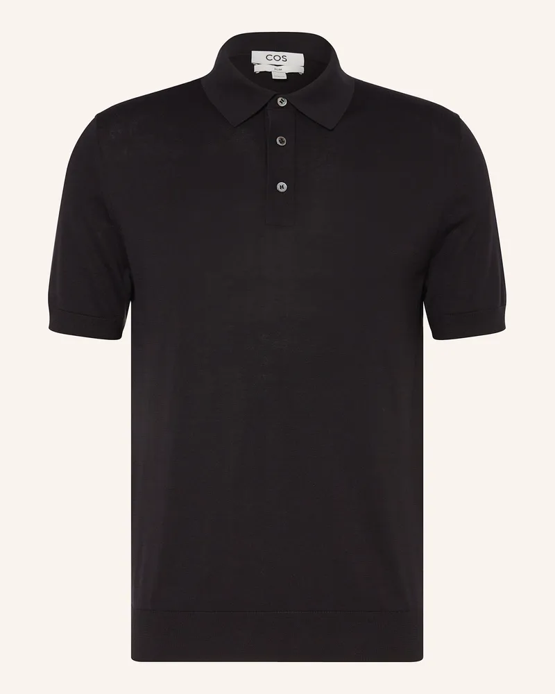 COS Strick-Poloshirt mit Seide Schwarz