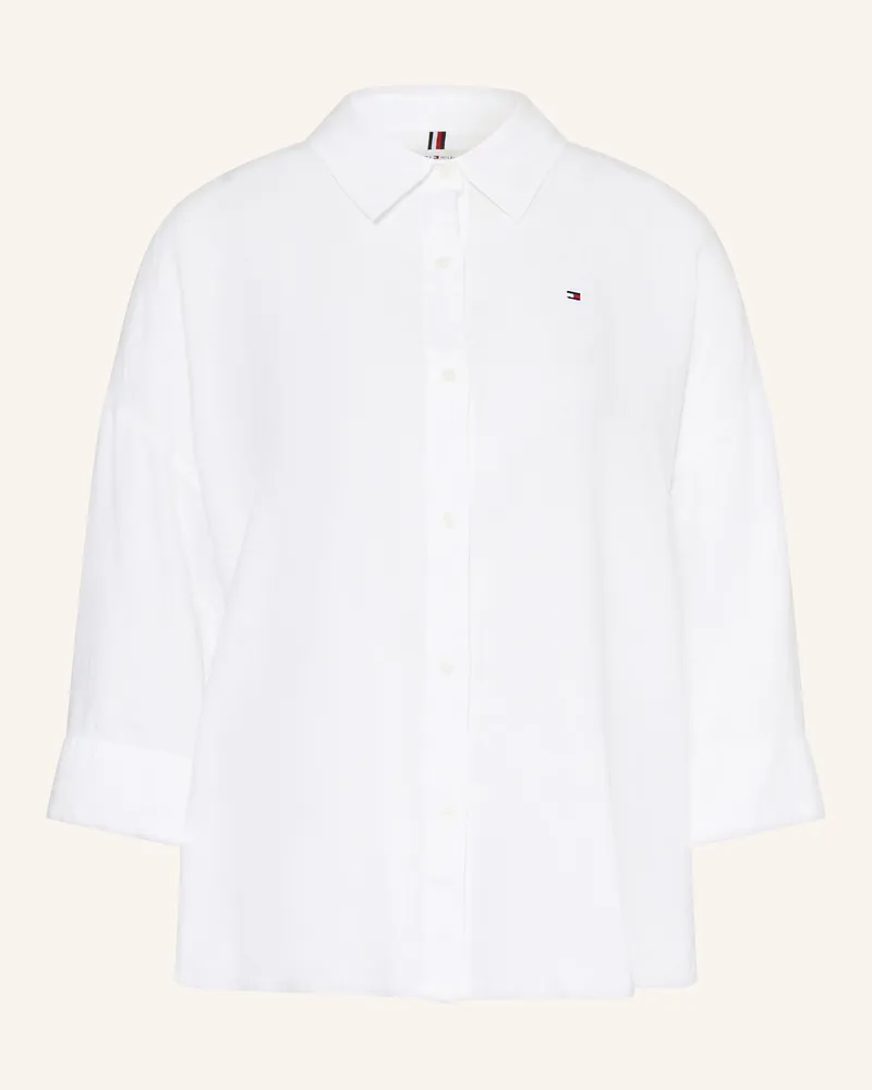 Tommy Hilfiger Hemdbluse aus Leinen mit 3/4-Arm Weiss