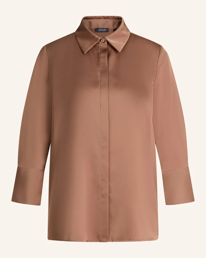 JOOP! Satin-Hemdbluse braun Hellbraun