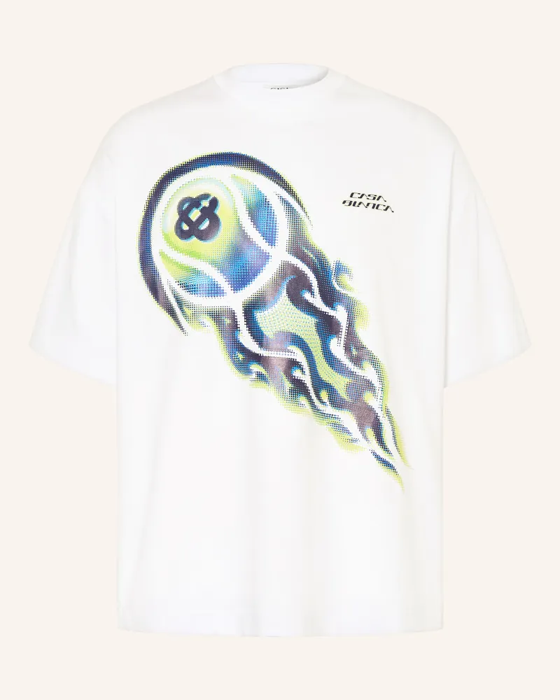 Casablanca Paris T-Shirt Flaming Tennis Ball weiss Weiss