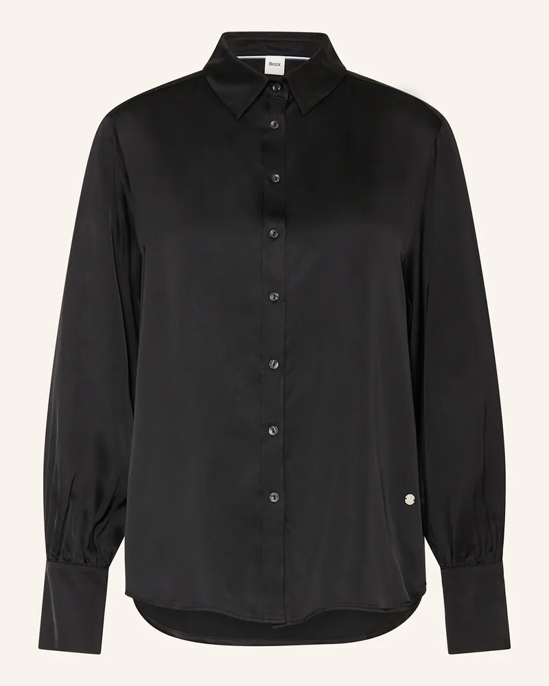 Brax Hemdbluse VIC aus Satin Schwarz
