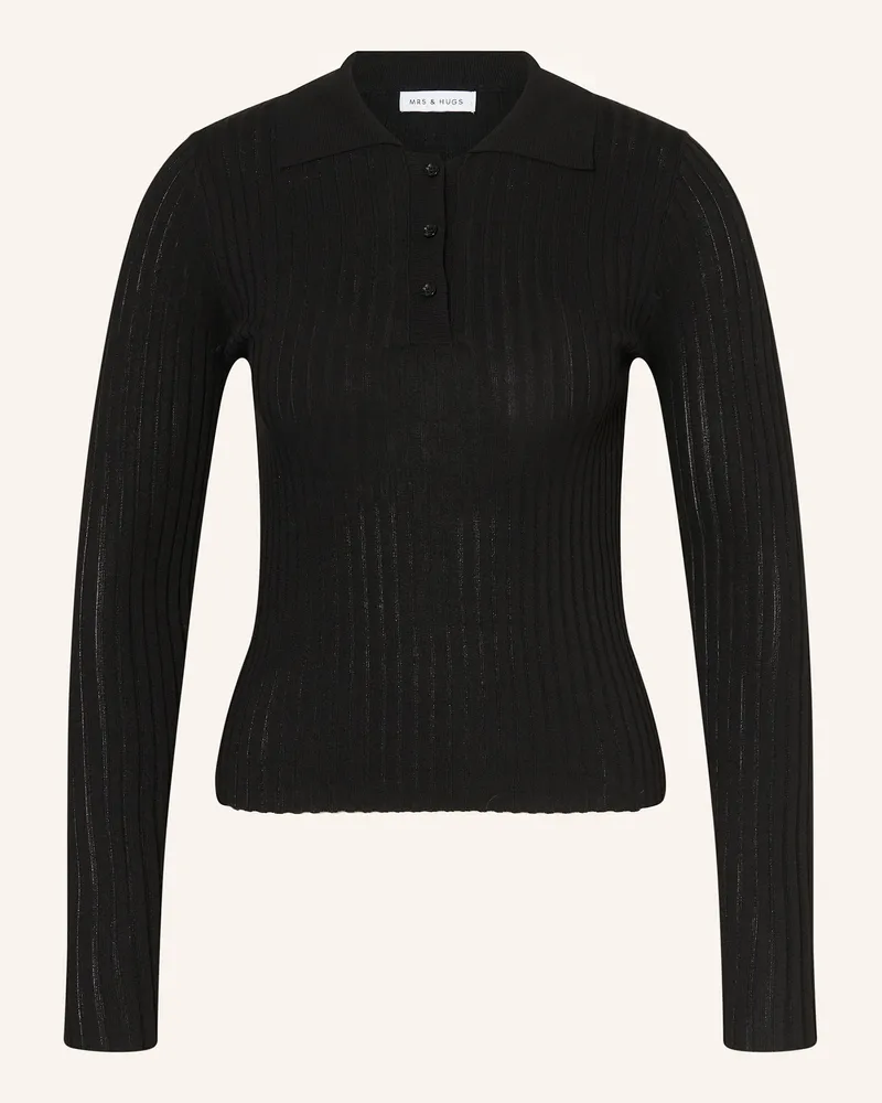 Mrs & HUGS Strick-Poloshirt schwarz Schwarz