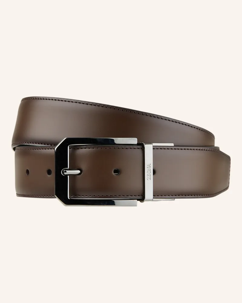 Ermenegildo Zegna Ledergürtel Zum Wenden braun Dunkelbraun