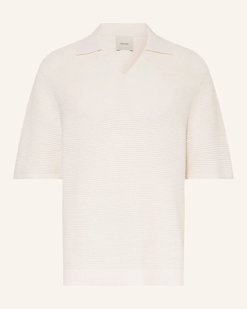 Calvin Klein Strick-Poloshirt Ecru
