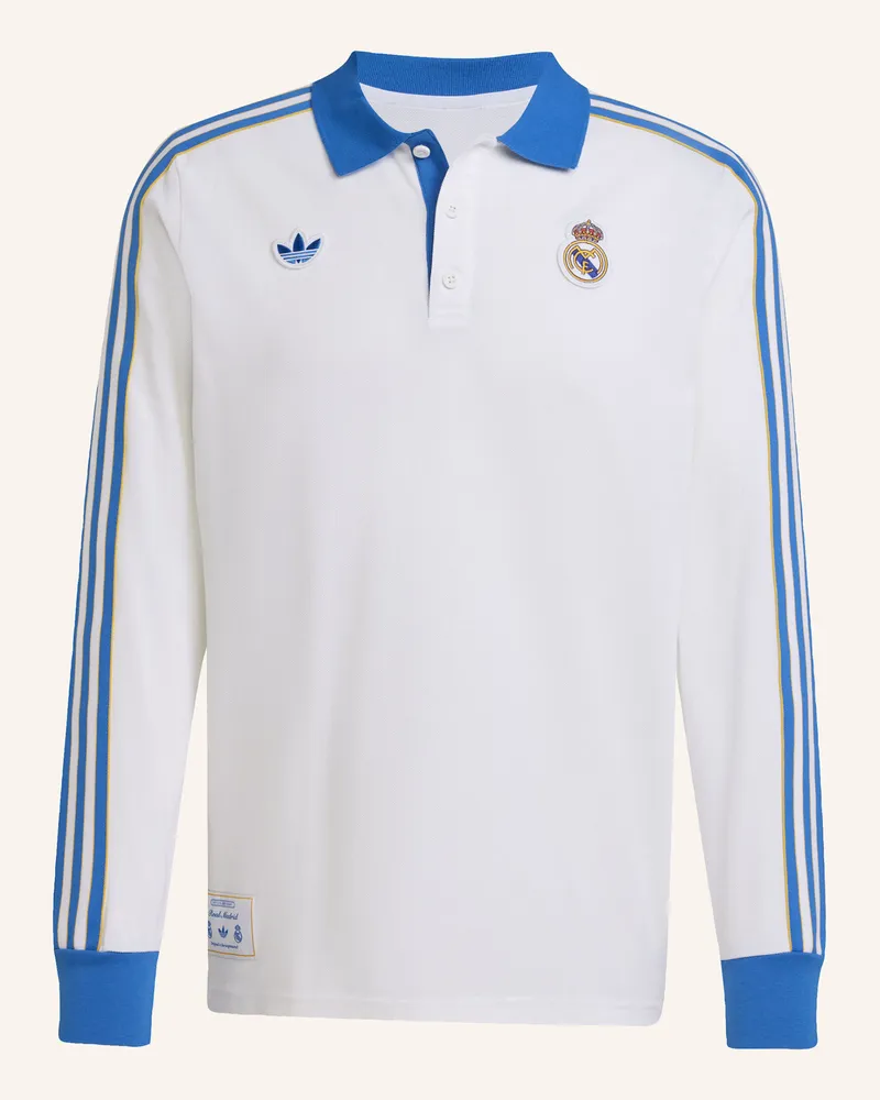 adidas Real Madrid Terrace Icons Langärmeliges Poloshirt weiss Weiss