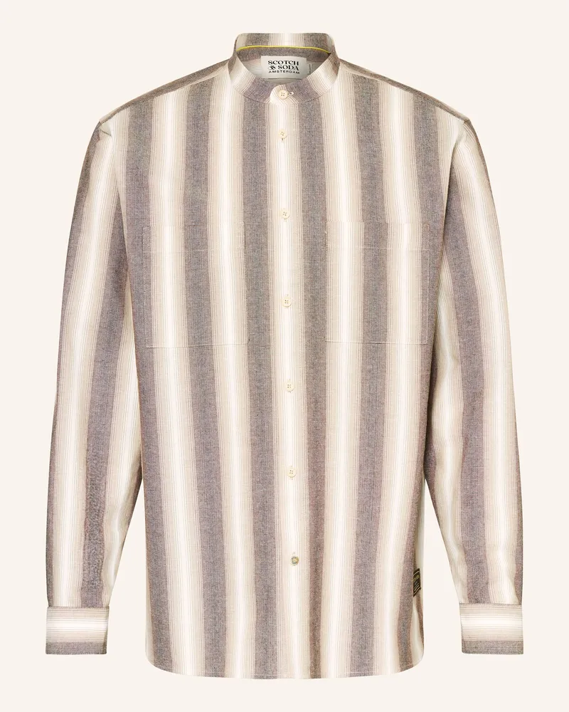 Scotch&Soda Hemd Relaxed Fit mit Stehkragen Beige