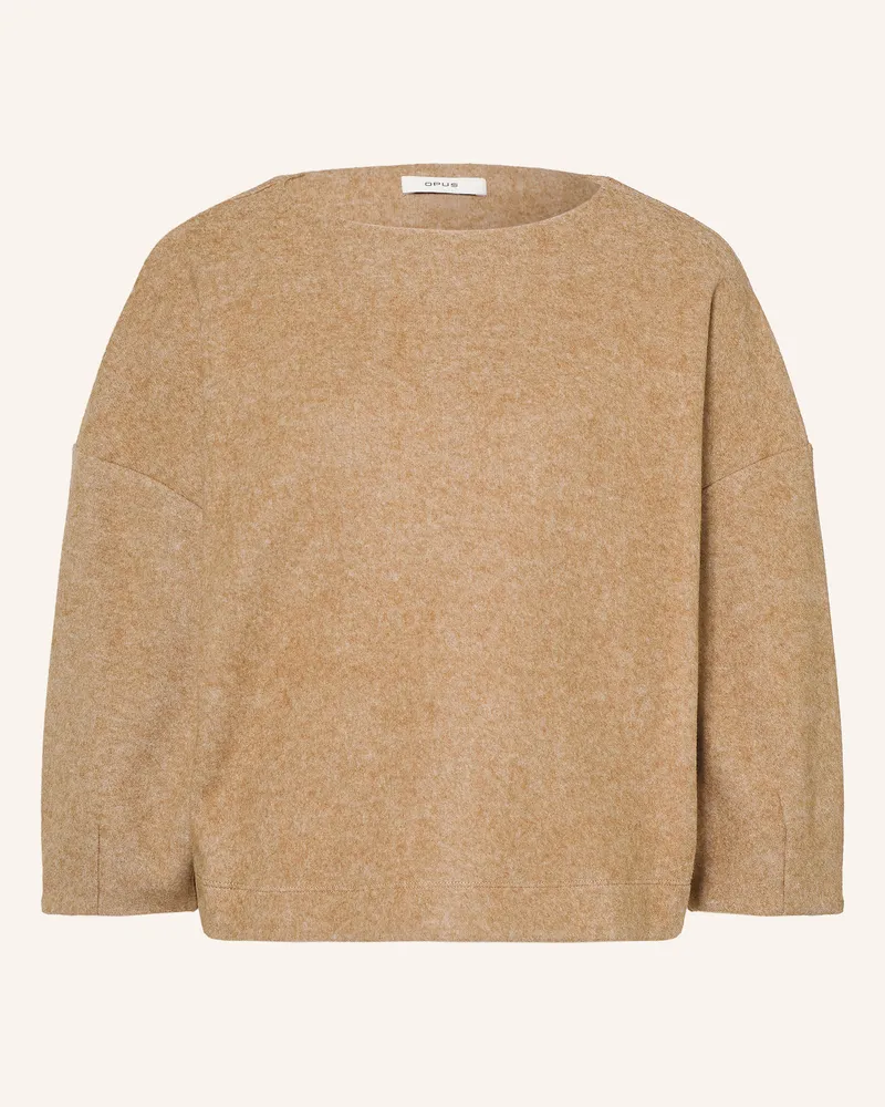 OPUS Shirt Gussi Mit 3/4-Arm Aus Flanell braun Beige