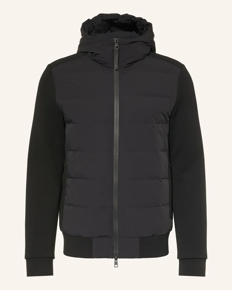 DUNO Daunenjacke Im Materialmix schwarz Schwarz