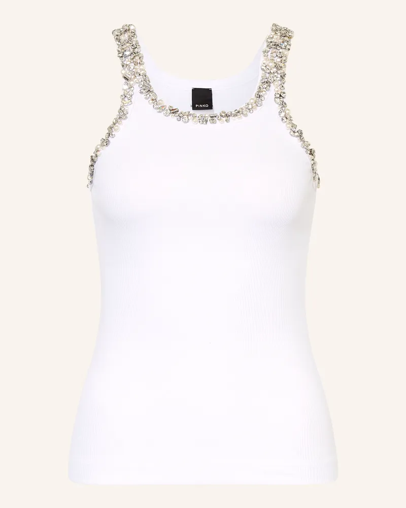 Pinko Tanktop mit Schmucksteinen Weiss