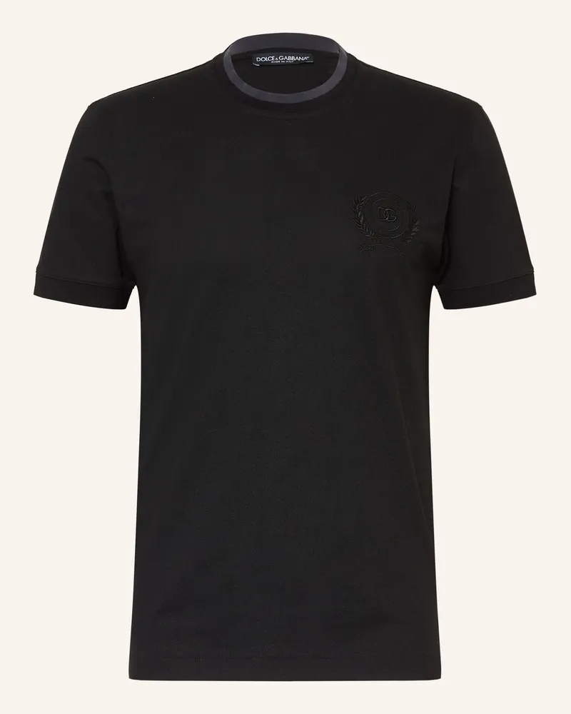 Dolce & Gabbana T-Shirt aus Piqué Schwarz