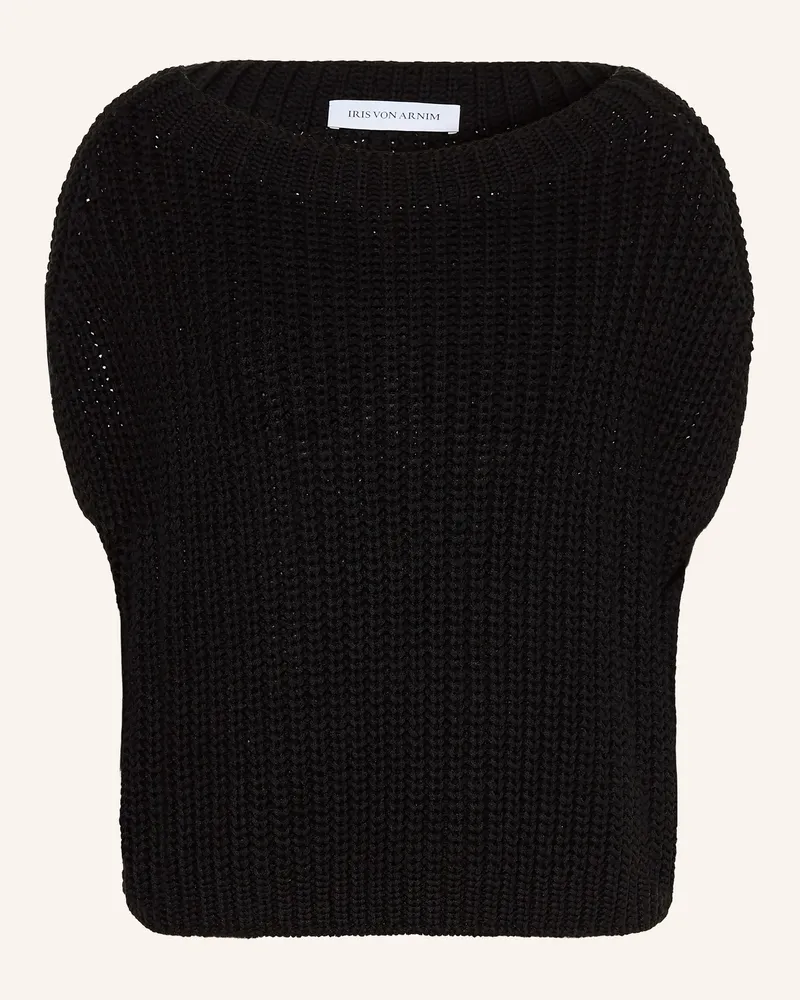 Iris von Arnim Strickshirt AVELIN mit Leinen und Seide Schwarz