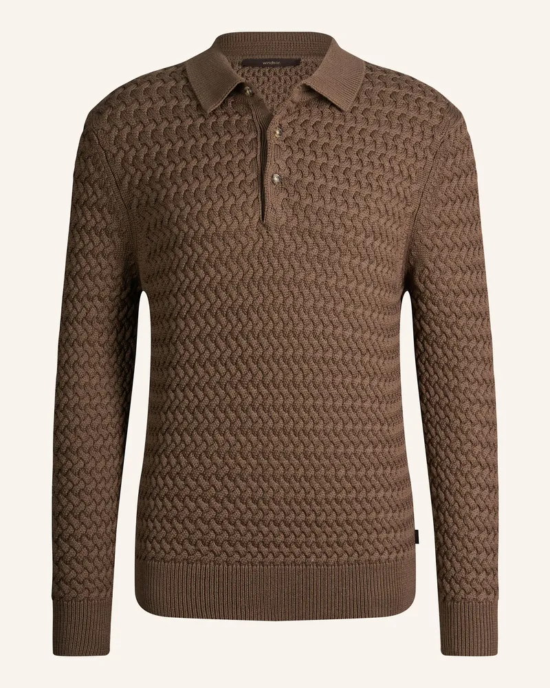 windsor. Polo-Longsleeve braun Braun