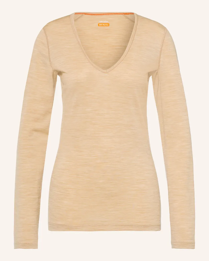 Icebreaker Funktionsshirt Merino 200 Oasis Aus Merinowolle gruen Hellbraun