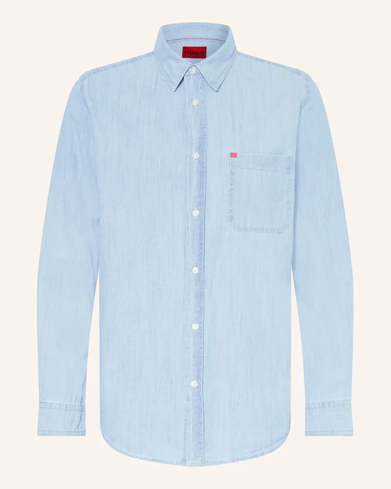 HUGO BOSS Hemd ERILLO Oversize-Fit in Jeansoptik Hellblau