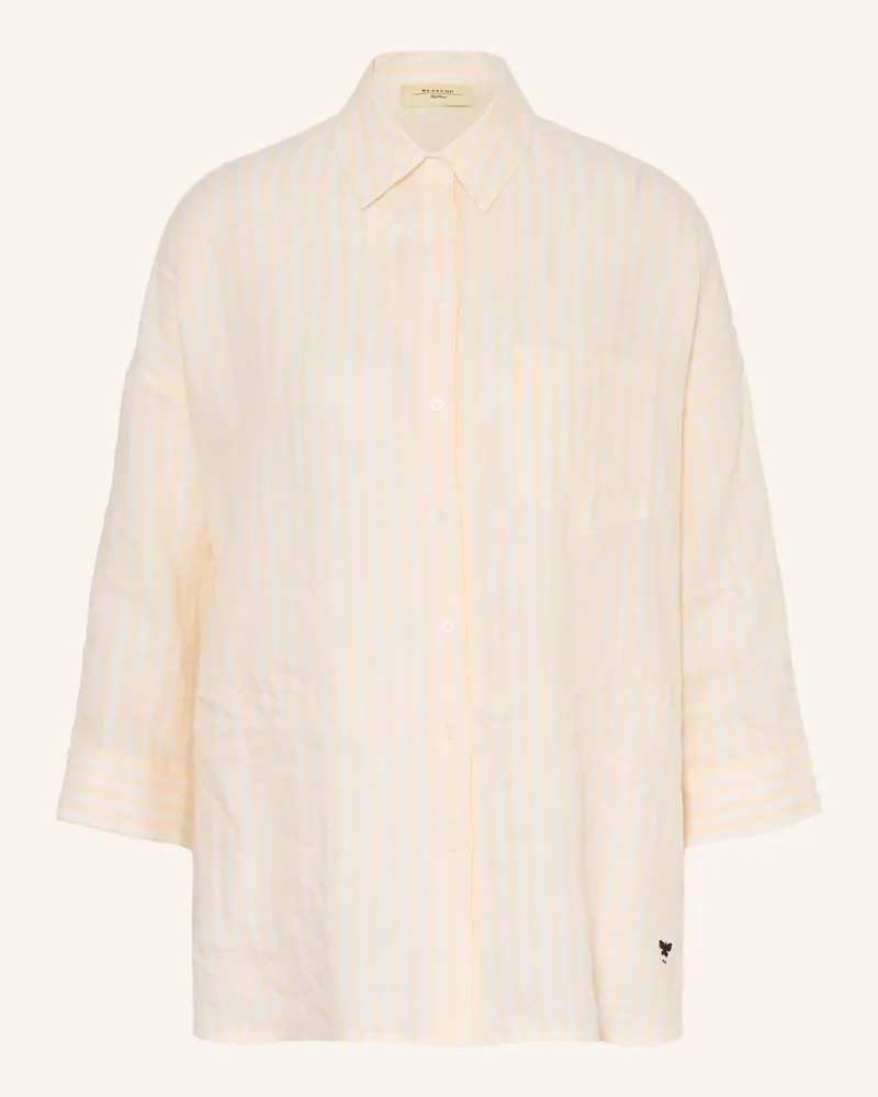 Max Mara Hemdbluse Panetto Aus Leinen Mit 3/4-Arm gelb Hellgelb