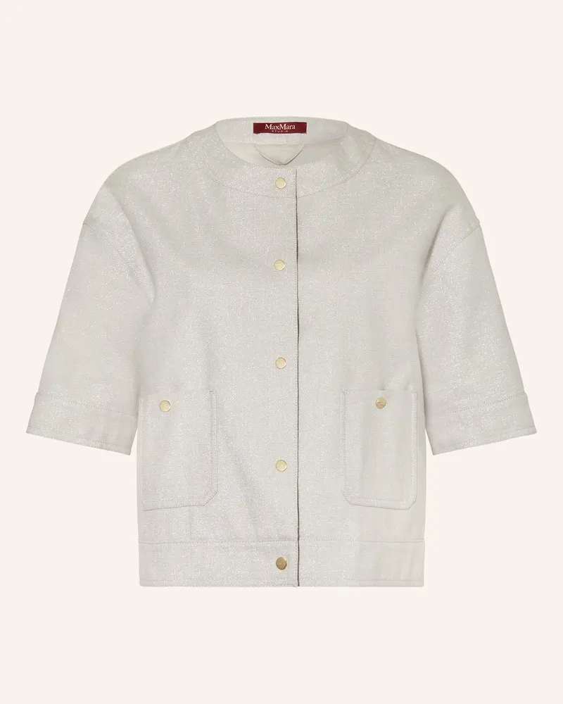 Max Mara Kastenjacke AGILE mit Leinen und Glitzergarn Hellgrau