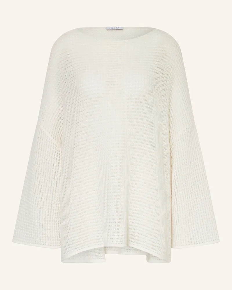 Mrs & HUGS Oversized-Pullover mit Cashmere Weiss