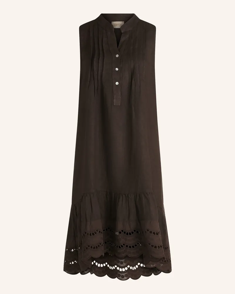 Cartoon Leinenkleid Mit Lochspitze braun Dunkelbraun