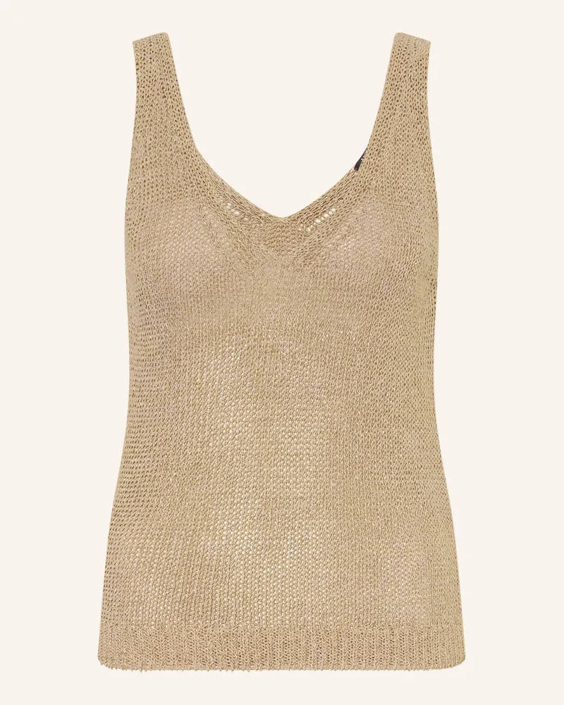 Luisa Cerano Stricktop Aus Leinen Mit Glitzergarn gruen Camel
