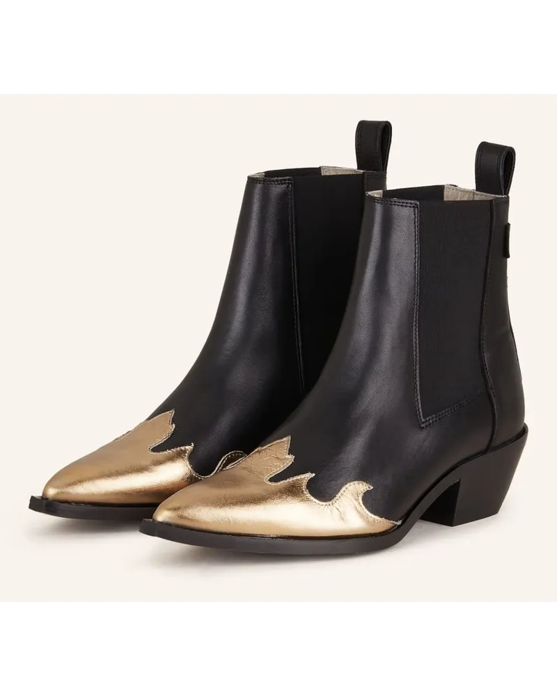 AllSaints Cowboy Boots DELLAWARE - SCHWARZ/ GOLD Schwarz