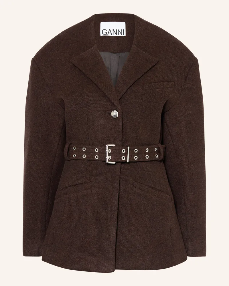 Ganni Jacke braun Dunkelbraun